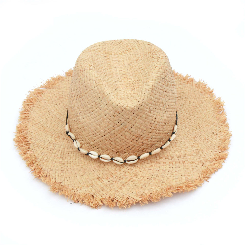 Sombrero de playa de ala grande de rafia para mujer - nexbuy.com.mx