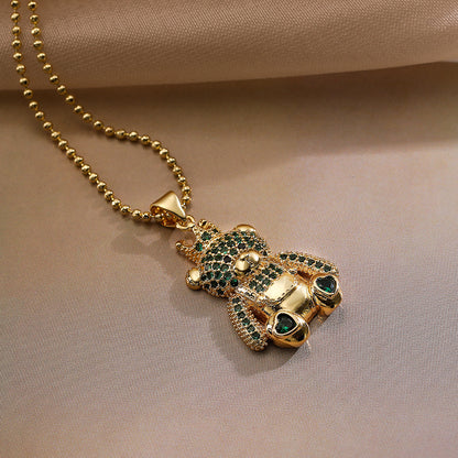 Collar con colgante de oso con zirconias - nexbuy.com.mx