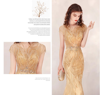 Vestido de gala dorado con diseño exclusivo - nexbuy.com.mx