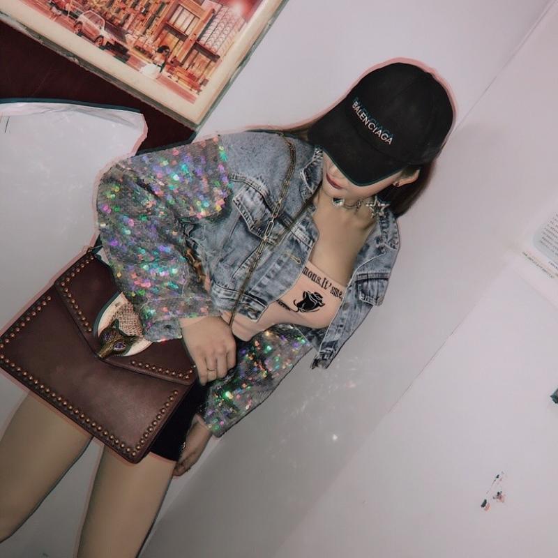 Jacket Top de Mezclilla con Lentejuelas – Estilo Brillante y Moderno para Mujer - nexbuy.com.mx