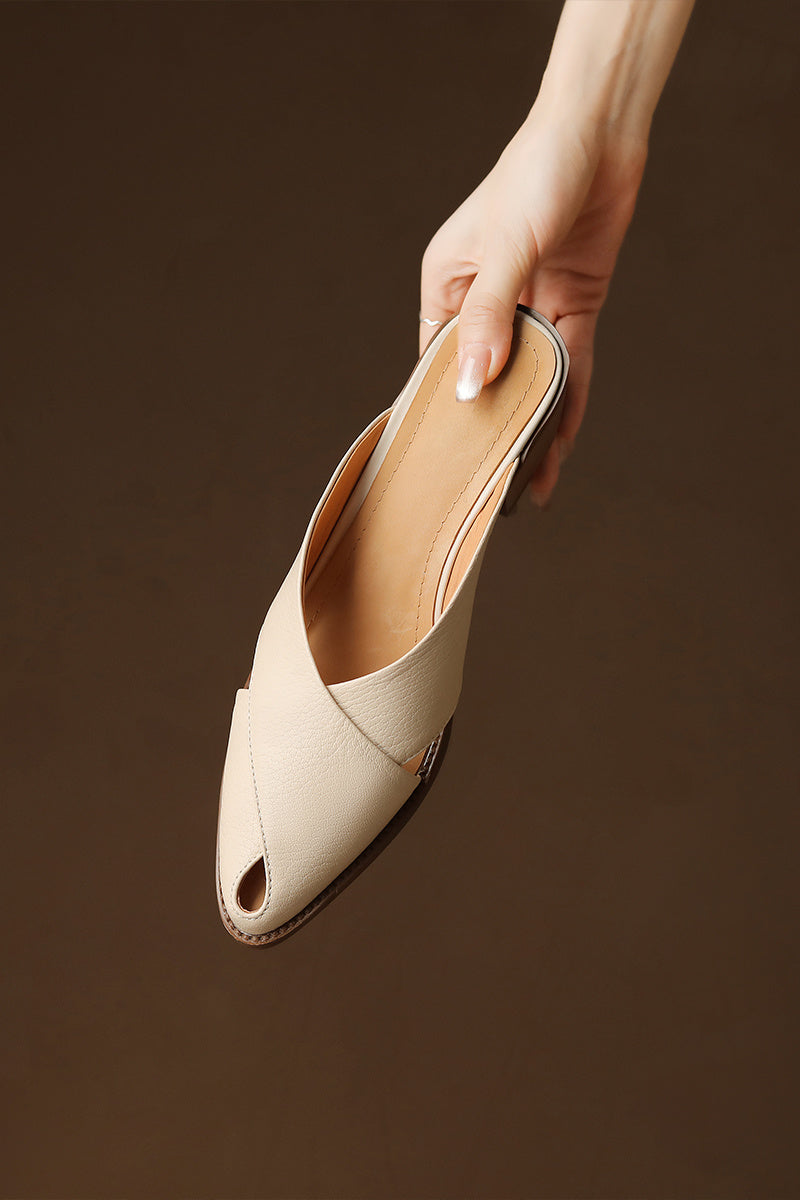 Zapatillas Cerradas Ahuecadas con Tacón Grueso – Comodidad y Estilo Casual en Cuero Premium - nexbuy.com.mx