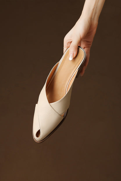 Zapatillas Cerradas Ahuecadas con Tacón Grueso – Comodidad y Estilo Casual en Cuero Premium - nexbuy.com.mx