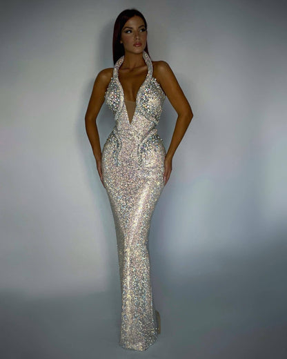 Sexy vestido de banquete de lentejuelas, vestido de noche sin mangas - nexbuy.com.mx