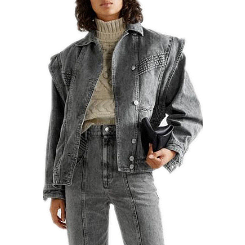Jacket Vaquera con Mangas Desmontables para Mujer – 2 en 1 - chaqueta y Chaleco en Mezclilla de Algodón - nexbuy.com.mx