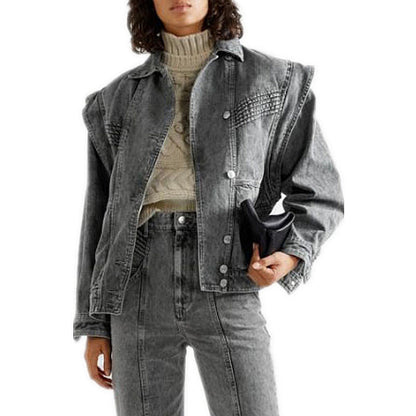 Jacket Vaquera con Mangas Desmontables para Mujer – 2 en 1 - chaqueta y Chaleco en Mezclilla de Algodón - nexbuy.com.mx