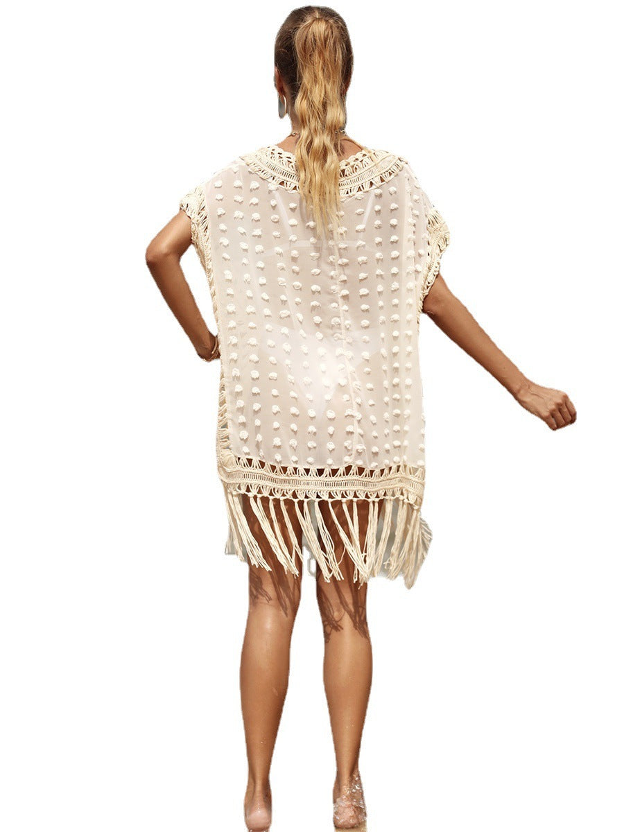 Vestido de playa con blusa de borlas cosidas para mujer - nexbuy.com.mx
