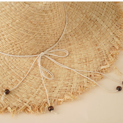 Sombrero de playa de ala grande de rafia para mujer - nexbuy.com.mx