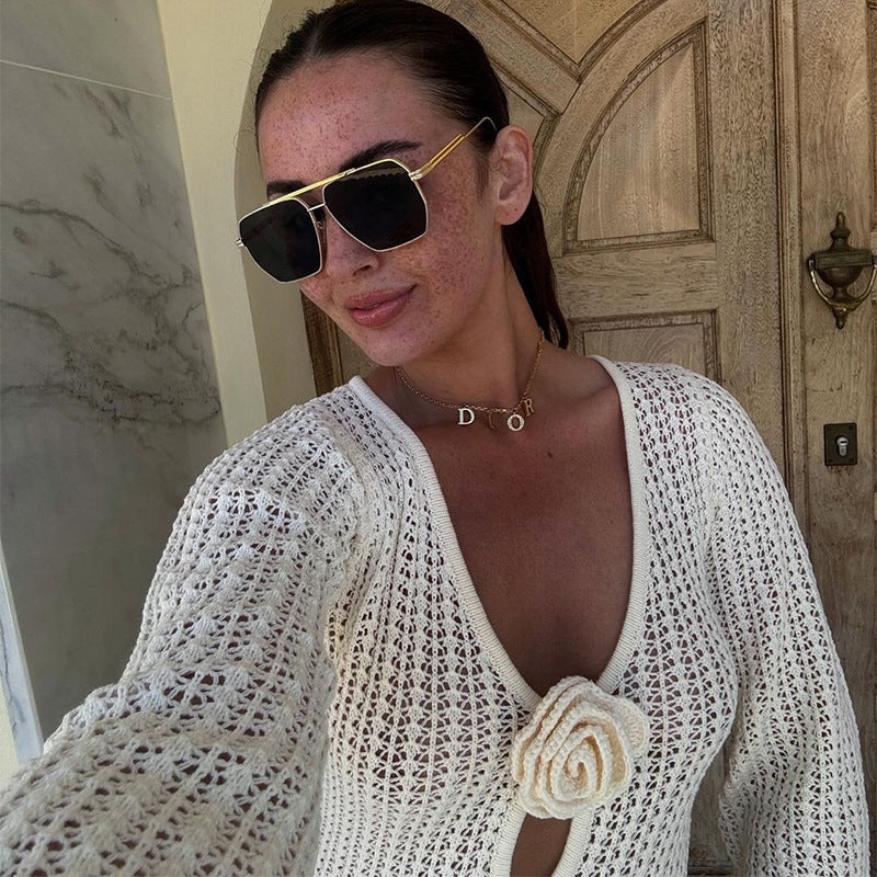 Vestido de Playa Blanco con Escote en V y Espalda Descubierta - nexbuy.com.mx