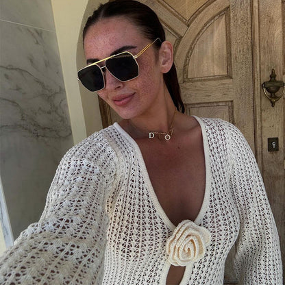 Vestido de Playa Blanco con Escote en V y Espalda Descubierta - nexbuy.com.mx