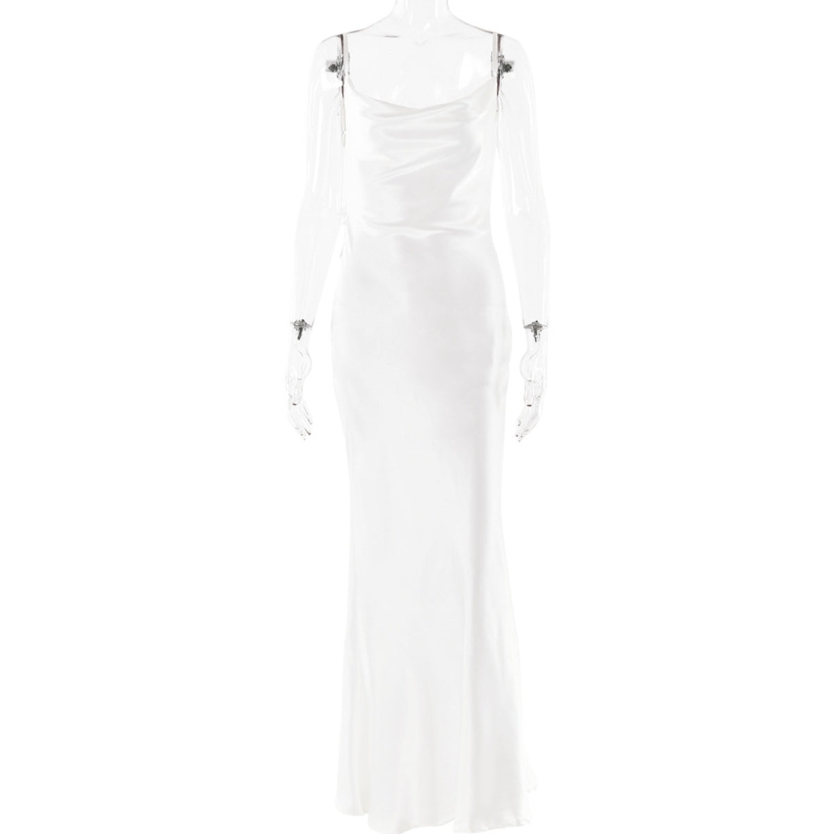 Vestido femenino de satín con flores y espalda descubierta - nexbuy.com.mx