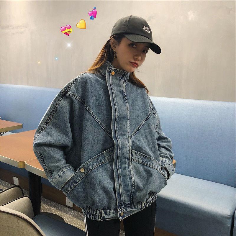 Chaqueta Vaquera Coreana Suelta para Mujer – Estilo Harajuku con Bolsillos Grandes y Manga Murciélago - nexbuy.com.mx