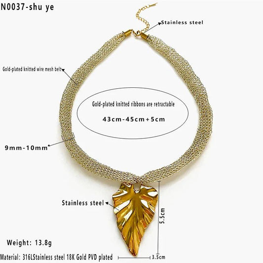 Collares cadena tejida - hoja