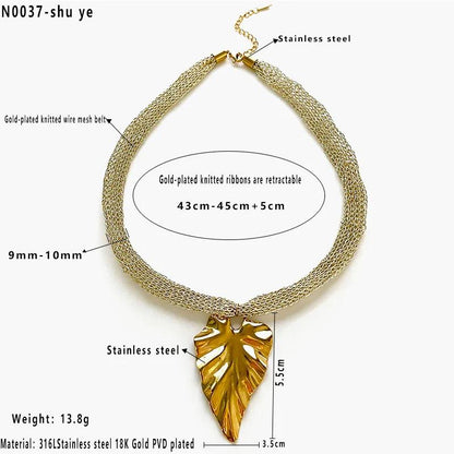 Collares cadena tejida - hoja