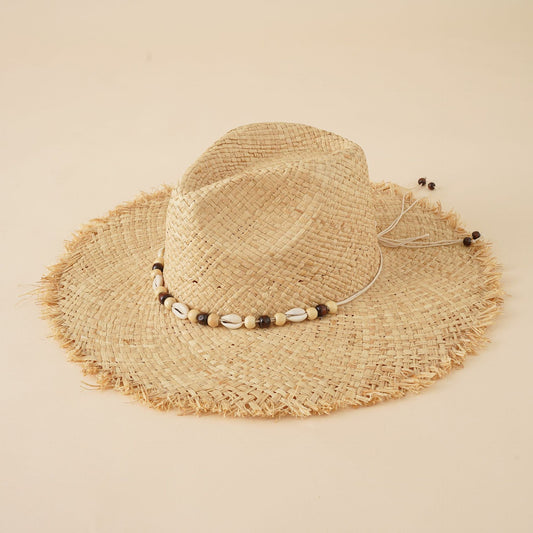 Sombrero de playa de ala grande de rafia para mujer - nexbuy.com.mx