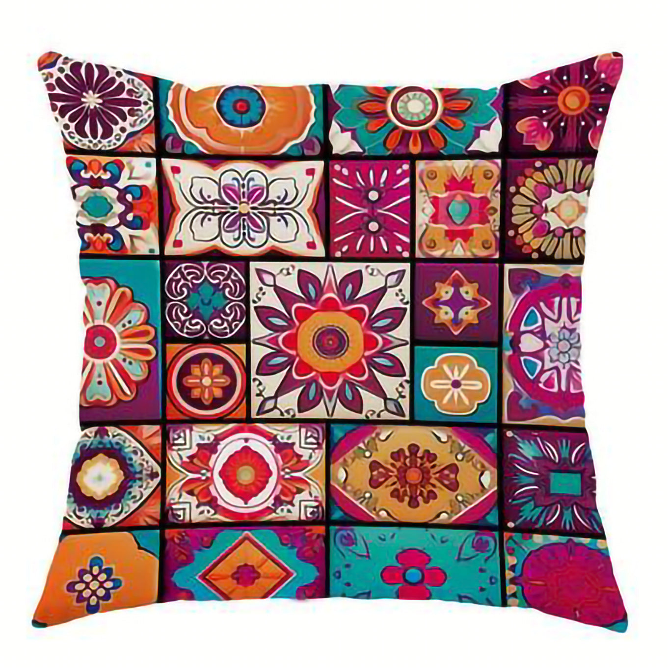 Funda de Almohada Bohemia Retro de Lino Estampado - Estilo Geométrico - nexbuy.com.mx