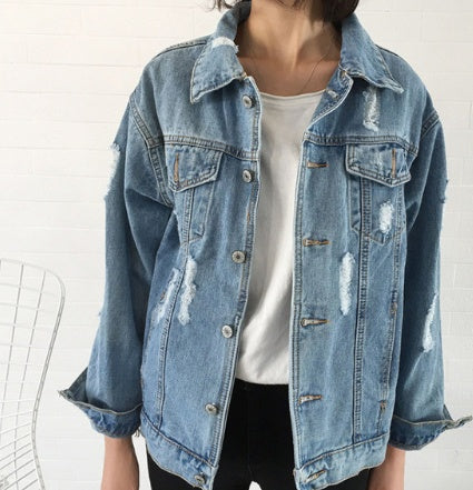 Chaqueta de Mezclilla Casual para Mujer – Estilo Coreano con Corte Suelto y Manga Larga - nexbuy.com.mx