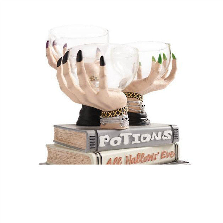 Cesta creativa para aperitivos con forma de manos de bruja para fiestas de Halloween - nexbuy.com.mx
