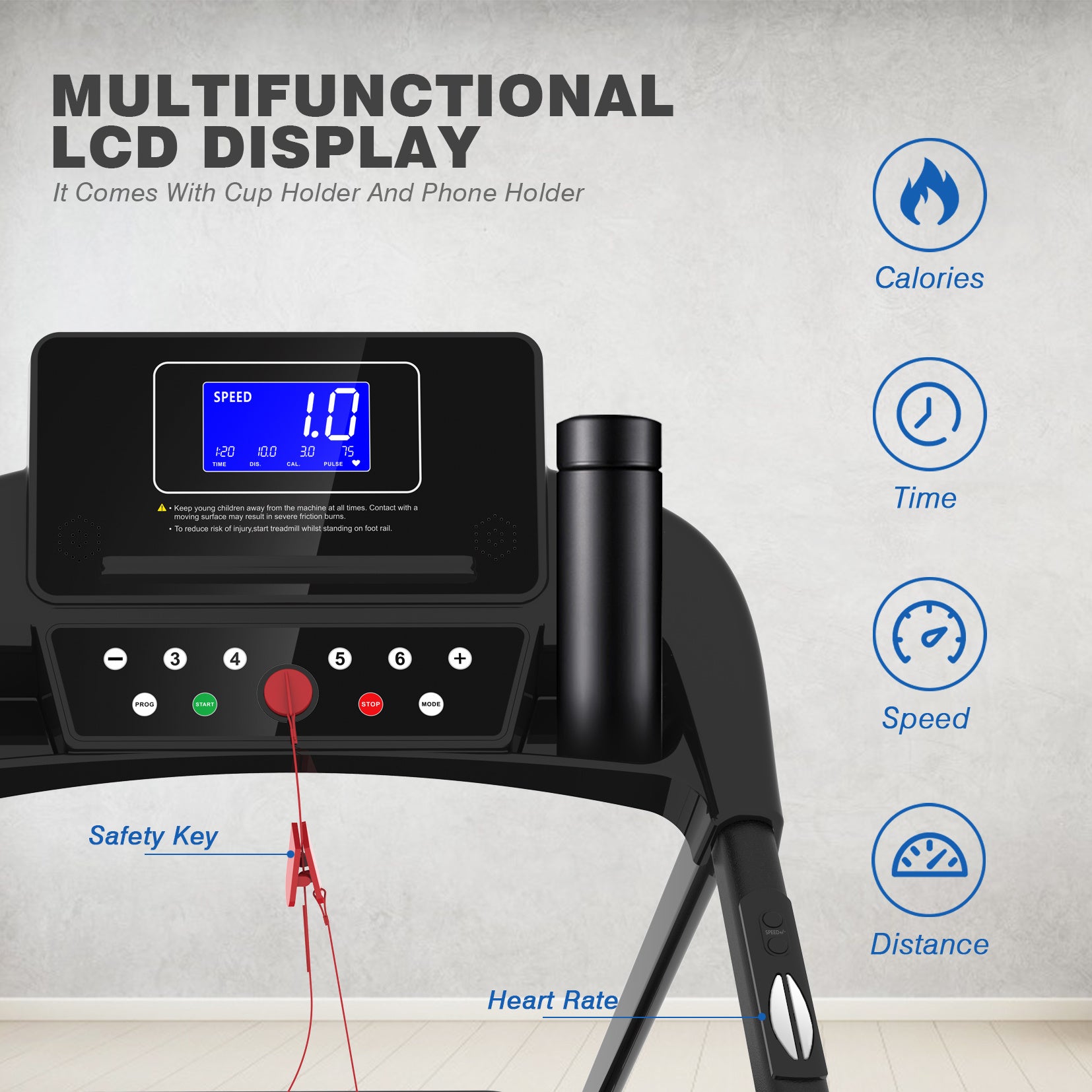 Cinta de correr eléctrica con inclinación con 12 programas - nexbuy.com.mx