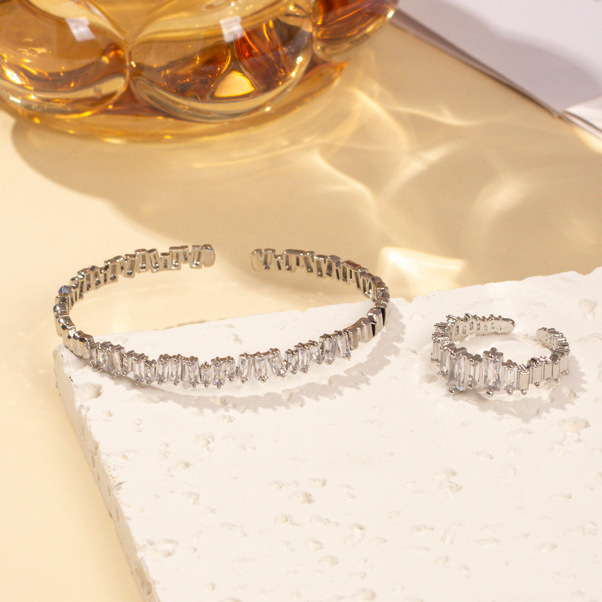 Set de Pulsera y Anillo 2Pcs de Circonio Cúbico para Mujer - nexbuy.com.mx