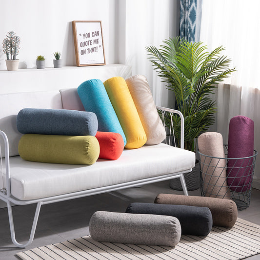 Almohada Cilíndrica de Algodón y Lino - Soporte Lumbar y Estilo Moderno - nexbuy.com.mx