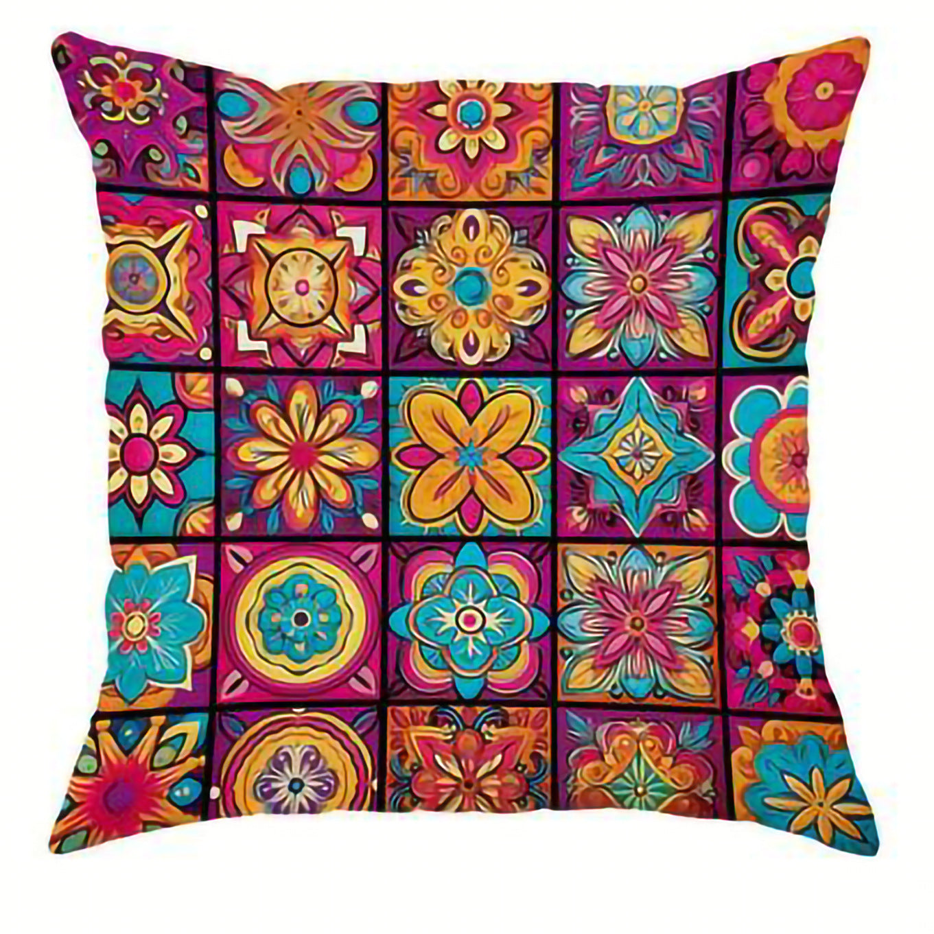 Funda de Almohada Bohemia Retro de Lino Estampado - Estilo Geométrico - nexbuy.com.mx