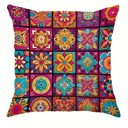 Funda de Almohada Bohemia Retro de Lino Estampado - Estilo Geométrico - nexbuy.com.mx