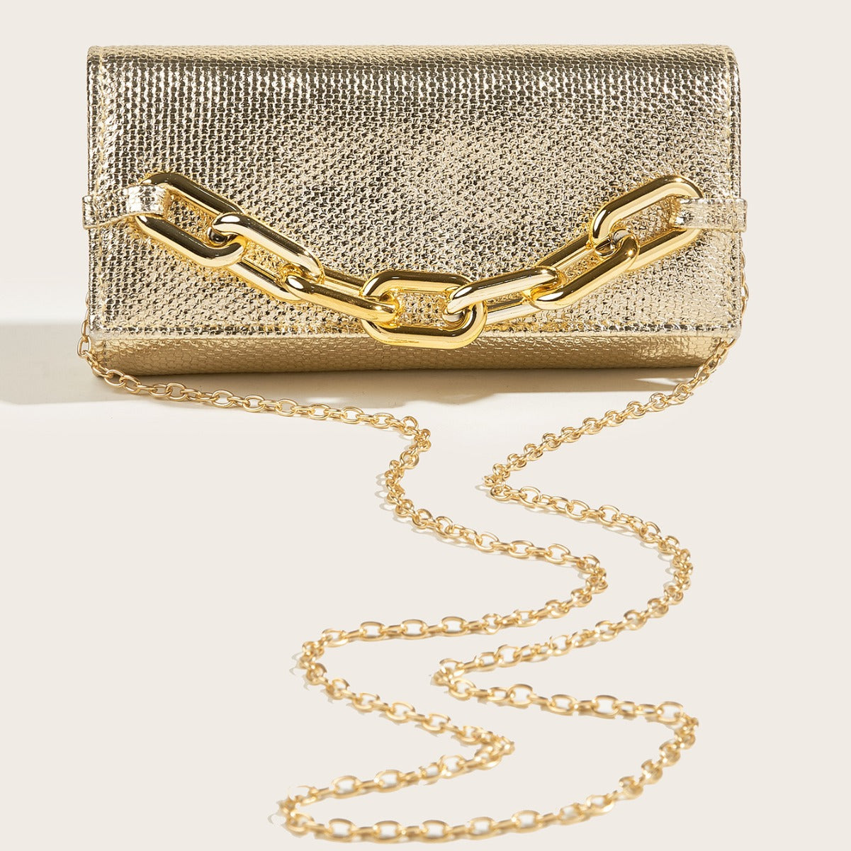 Bolso de mano de cadena acrílica de noche, bolso de concha dura en oro y plata
