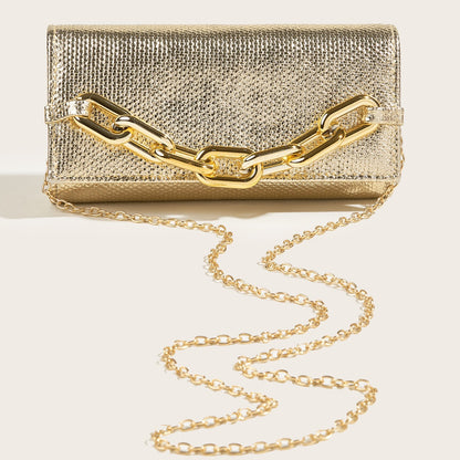 Bolso de mano de cadena acrílica de noche, bolso de concha dura en oro y plata