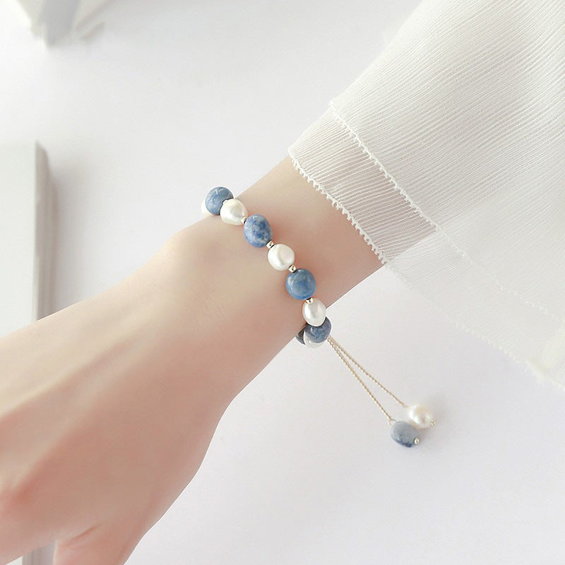 Pulsera ajustable de perlas azul cristal - nexbuy.com.mx