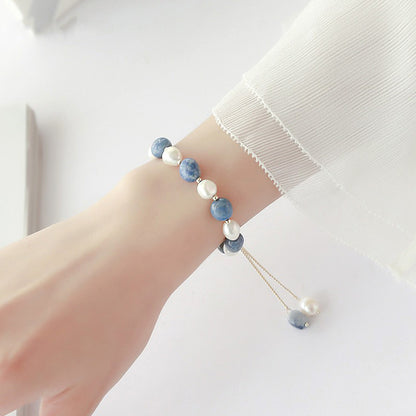 Pulsera ajustable de perlas azul cristal - nexbuy.com.mx