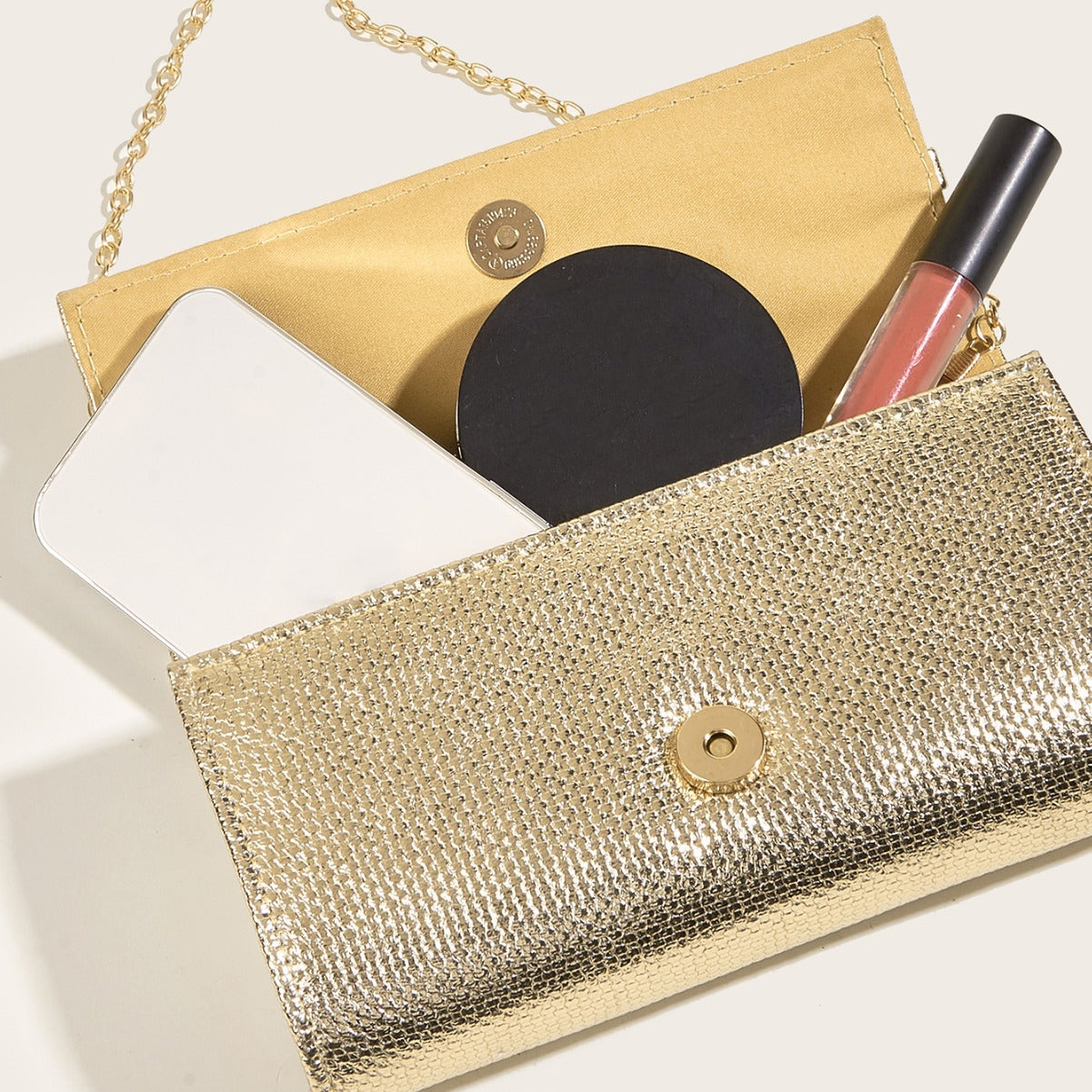 Bolso de mano de cadena acrílica de noche, bolso de concha dura en oro y plata