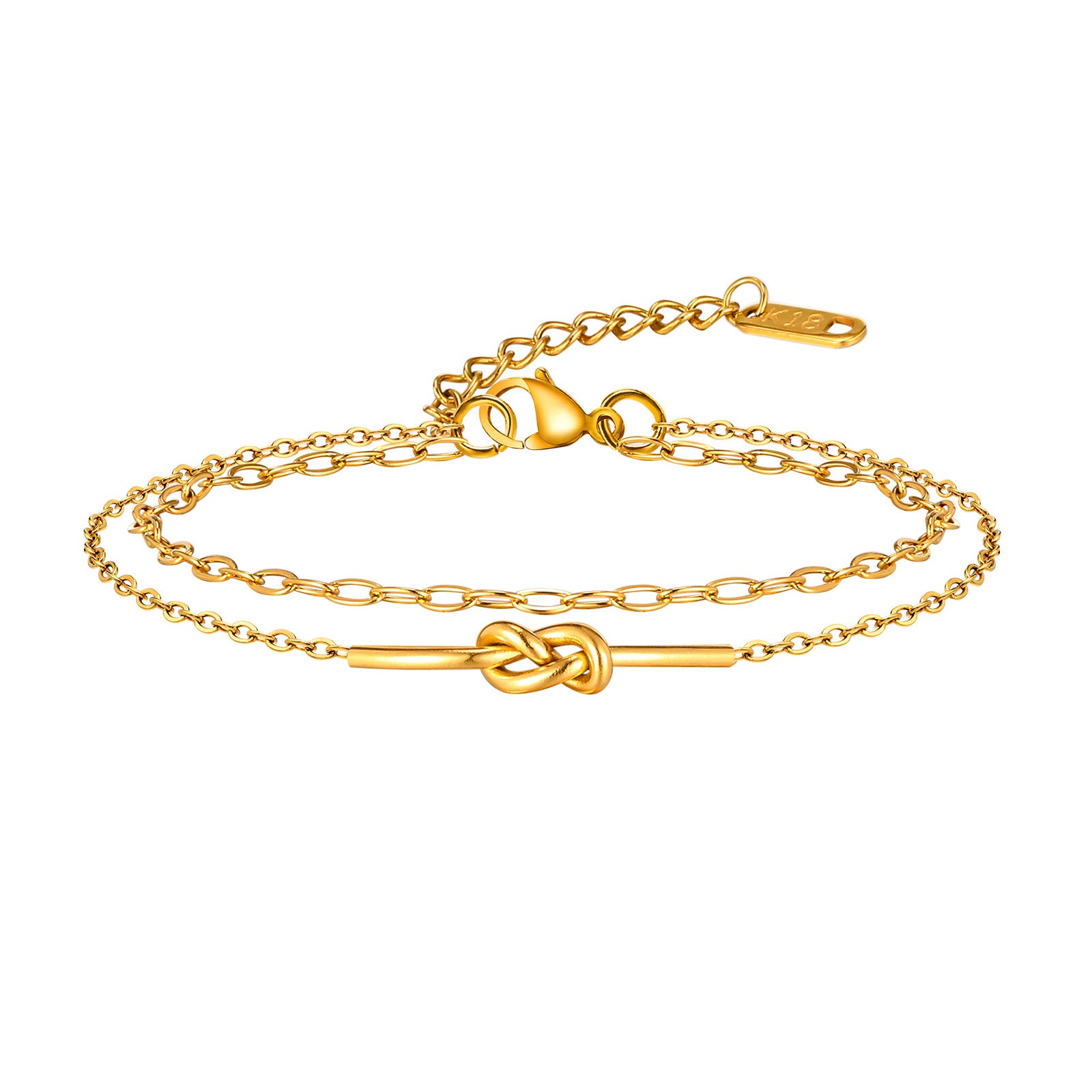 Pulsera versátil de acero inoxidable con doble nudo para mujer - nexbuy.com.mx