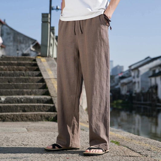 Pantalones de Lino para Hombre – Cintura Alta y Corte Recto con Estilo Fresco y Ligero - nexbuy.com.mx