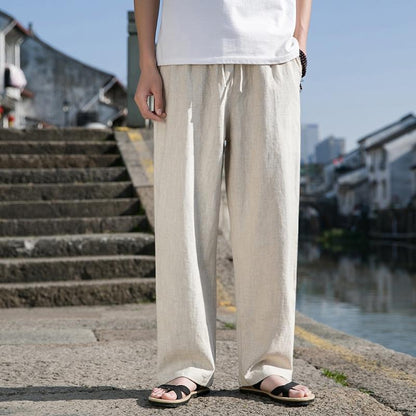 Pantalones de Lino para Hombre – Cintura Alta y Corte Recto con Estilo Fresco y Ligero - nexbuy.com.mx