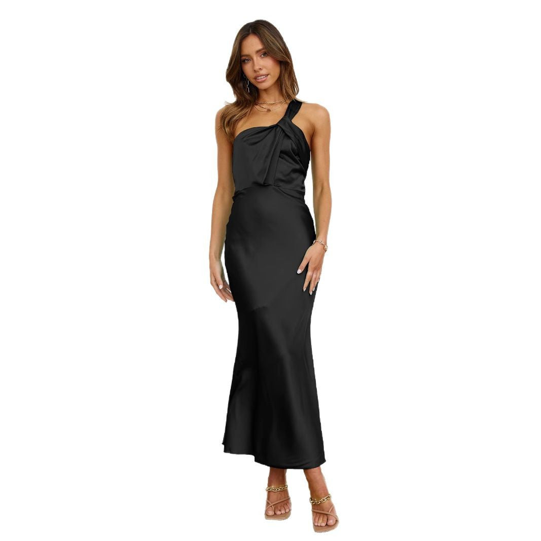 Vestido largo de mujer sin mangas y con un solo hombro - nexbuy.com.mx