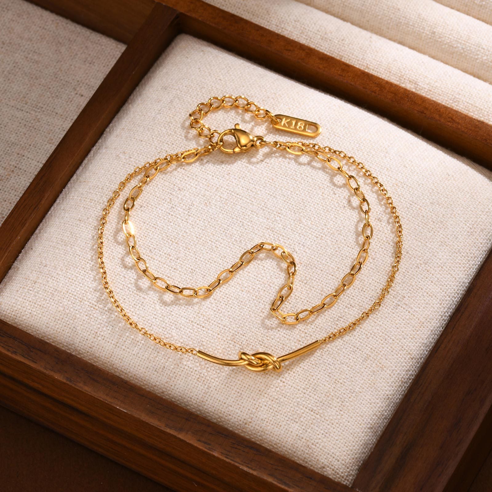 Pulsera versátil de acero inoxidable con doble nudo para mujer - nexbuy.com.mx