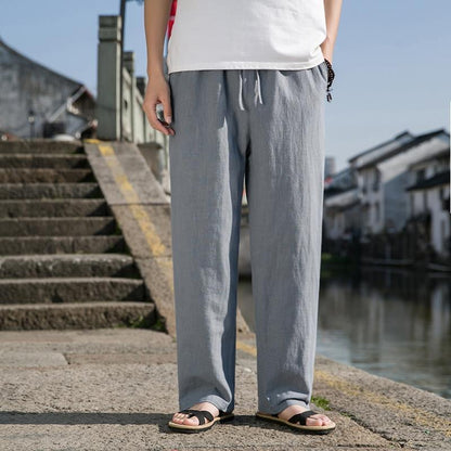 Pantalones de Lino para Hombre – Cintura Alta y Corte Recto con Estilo Fresco y Ligero - nexbuy.com.mx