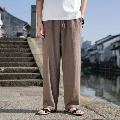 Pantalones de Lino para Hombre – Cintura Alta y Corte Recto con Estilo Fresco y Ligero - nexbuy.com.mx