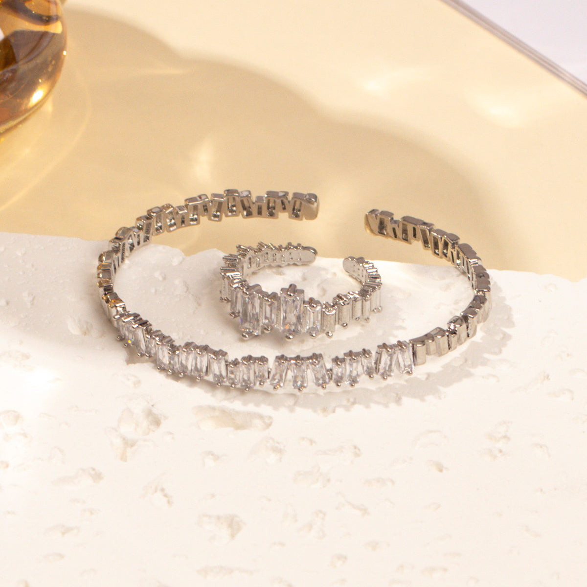 Set de Pulsera y Anillo 2Pcs de Circonio Cúbico para Mujer - nexbuy.com.mx