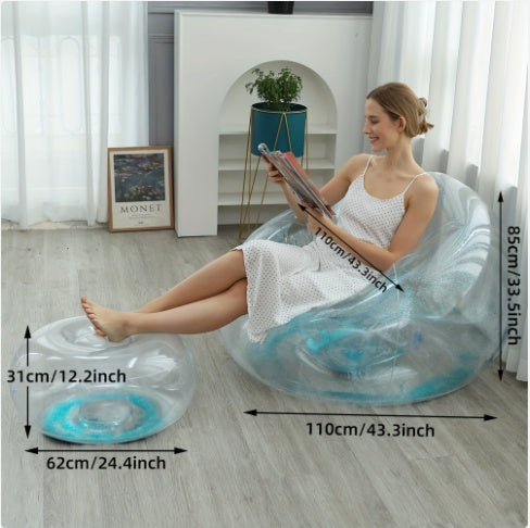 Sillón Reclinable Plegable Inflable con Descansa Pies - Sofá Individual Moderno - NexBuy.com.mx