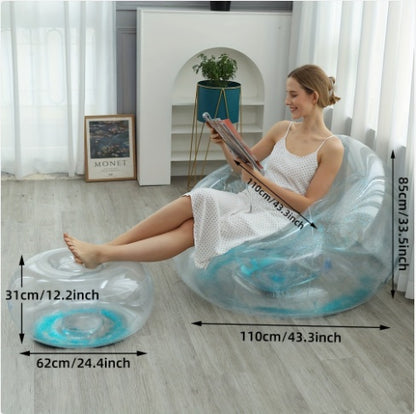 Sillón Reclinable Plegable Inflable con Descansa Pies - Sofá Individual Moderno - NexBuy.com.mx
