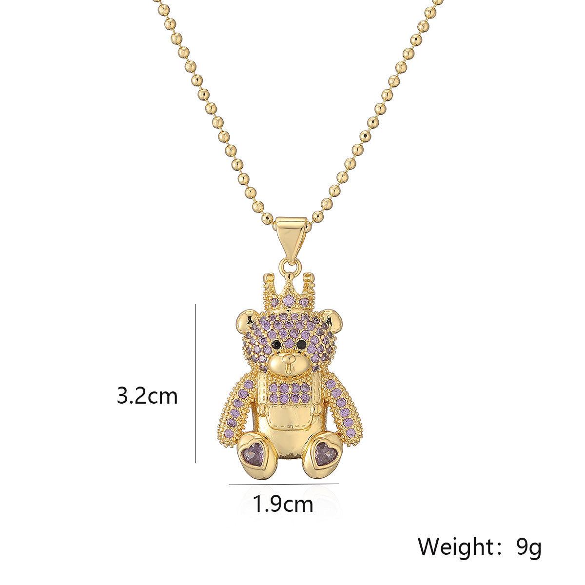 Collar con colgante de oso con zirconias - nexbuy.com.mx