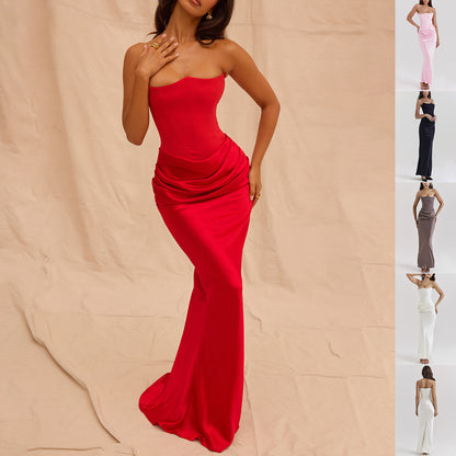 Slim Tube Top Vestido Largo Sexy Moda Bandeau Backless, vestido de Noche - nexbuy.com.mx