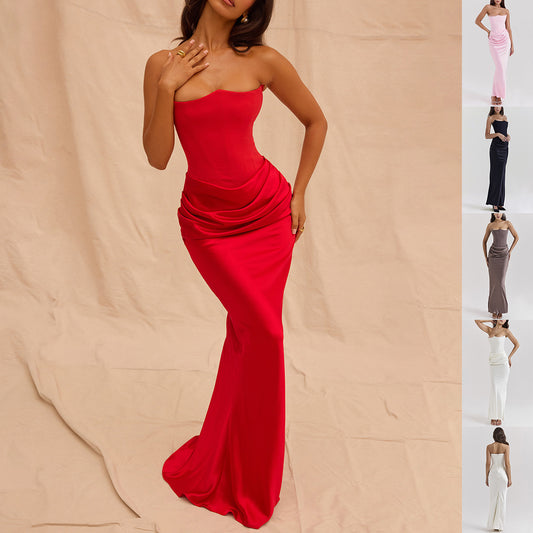 Slim Tube Top Vestido Largo Sexy Moda Bandeau Backless, vestido de Noche - nexbuy.com.mx
