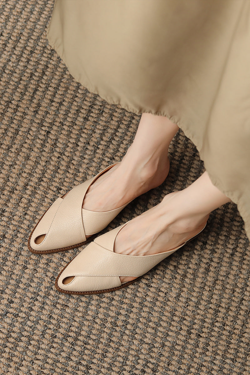 Zapatillas Cerradas Ahuecadas con Tacón Grueso – Comodidad y Estilo Casual en Cuero Premium - nexbuy.com.mx