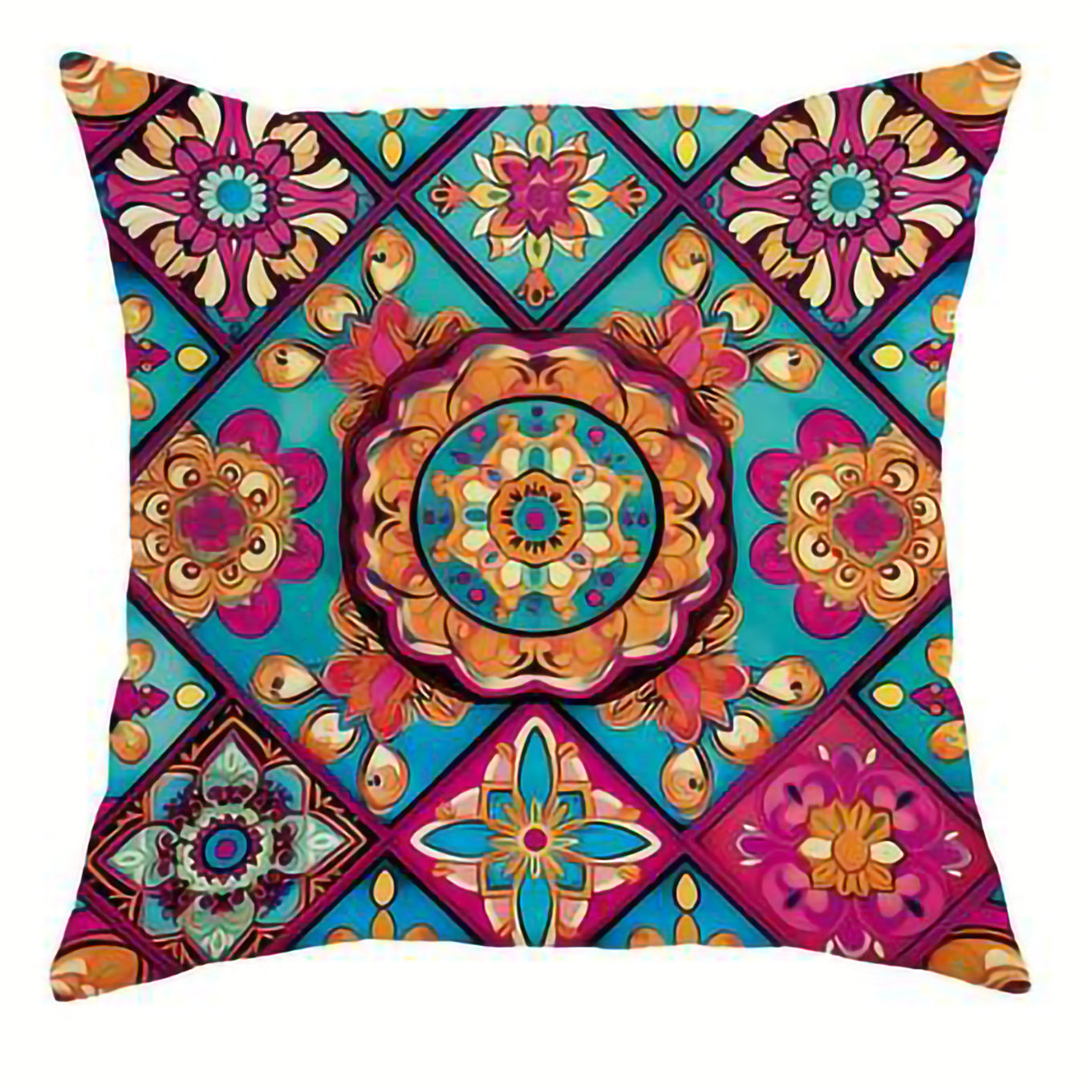 Funda de Almohada Bohemia Retro de Lino Estampado - Estilo Geométrico - nexbuy.com.mx