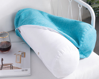 Almohada Cilíndrica de Algodón y Lino - Soporte Lumbar y Estilo Moderno - nexbuy.com.mx