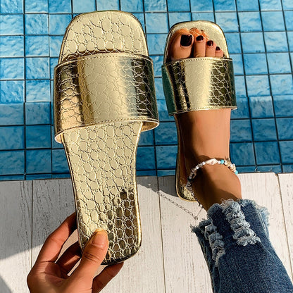 Sandalias planas estilo cocodrilo - nexbuy.com.mx