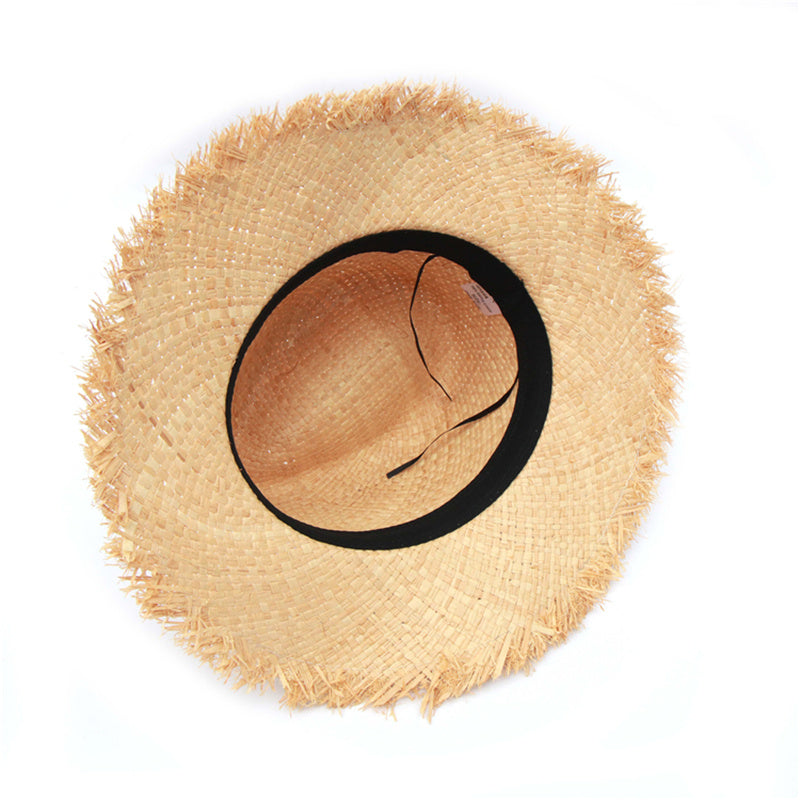 Sombrero de playa de ala grande de rafia para mujer - nexbuy.com.mx