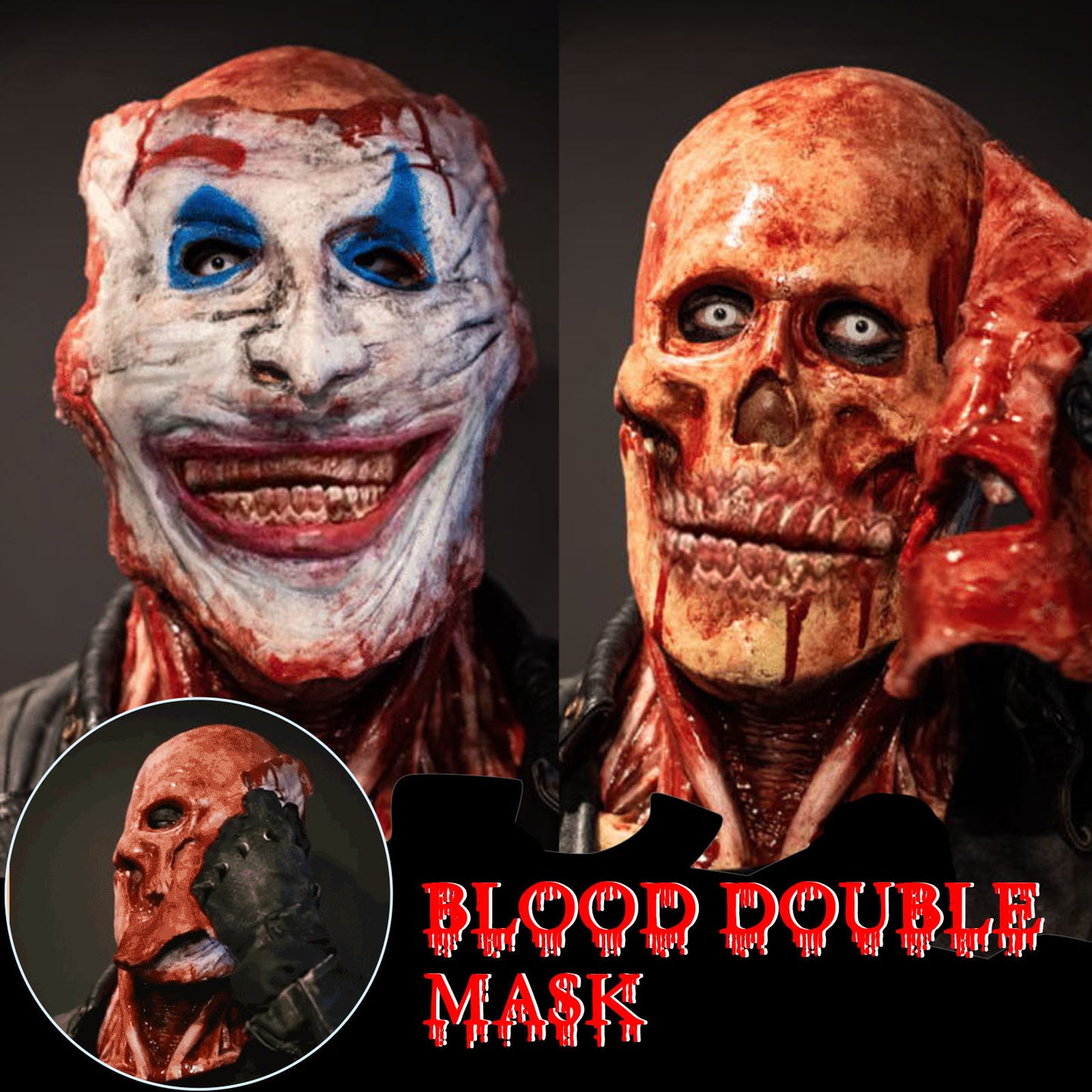 Máscara Terrorífica 2 en 1 Payaso y Calavera - nexbuy.com.mx